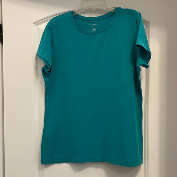 Lands' End Twin Set Teal Cardigan Sweater Size M and Teal Tee Size Large - Picture 10 of 14